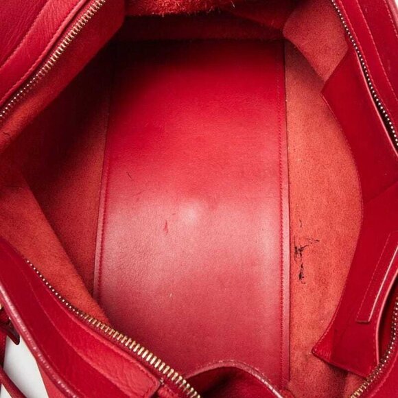 Yves Saint Laurent Red Calfskin Leather Small Cabas ChYc Bag - Picture 10 of 12